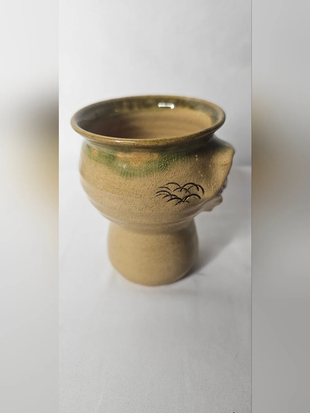 Vintage Pretty Ugly Pottery Wales Face Mug Hand Thrown Studio Art Pottery Vase